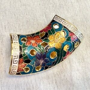 Multicolor Floral Cloisonné Collar Scarf Slide